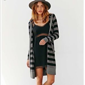 Gray & black striped duster cardigan